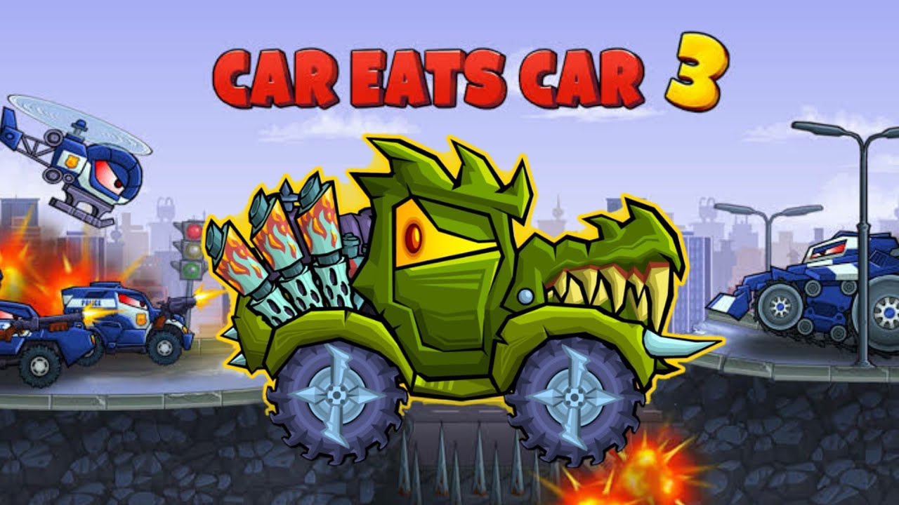Car Eats Car 3'teki zorlu seviyeleri aşmak için stratejik düşünme becerilerini kullanan oyuncular.